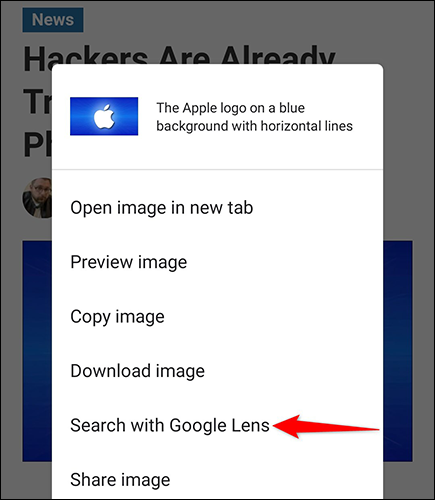 Robinet "Rechercher avec Google Lens" dans Google Chrome.