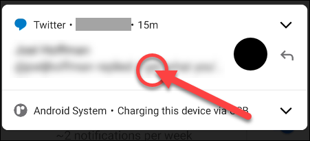 Appuyez longuement sur la notification.