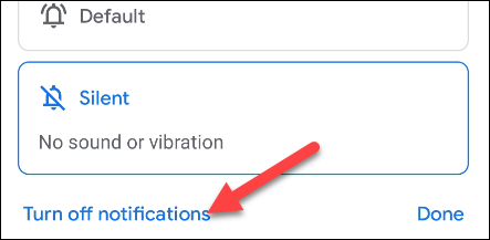 Sélectionner "Désactiver les notifications."