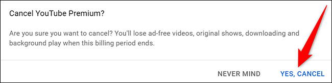 Cliquez sur "Oui, Annuler" dans l'invite sur le site YouTube.