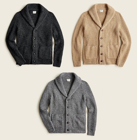 Cardigan à col châle en mélange de laine mérinos robuste J. Crew