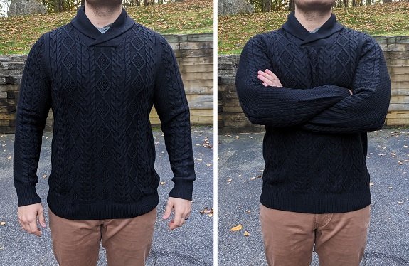 Pull en maille torsadée à col châle Supersoft Goodthreads