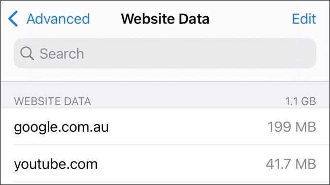 Afficher les données du site Web Safari