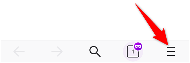 Appuyez sur les trois lignes horizontales dans le coin inférieur droit de Firefox sur iPhone.