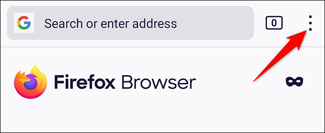Appuyez sur les trois points dans le coin supérieur droit de Firefox sur Android.