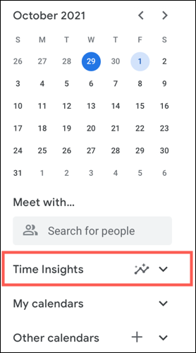Développez Time Insights dans le menu