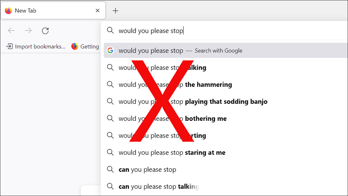 Suggestions de recherche dans Mozilla Firefox.