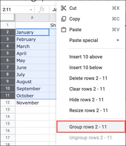 Sélectionnez l'option Grouper les lignes