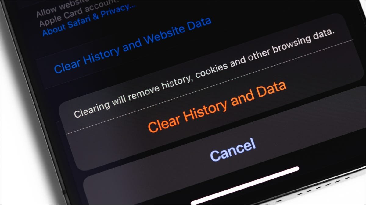 Gros plan de l'historique du navigateur Safari clair et du bouton de données sur iPhone