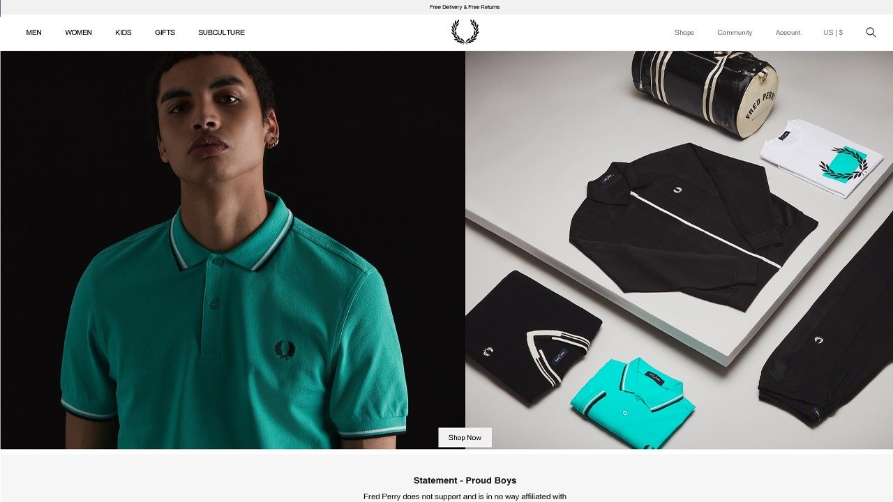 fred perry page d'accueil