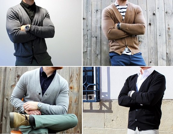 hommes en pulls cardigan