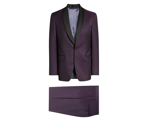 Ted Baker Made in Canada Trim Fit Smoking en laine et mohair violet