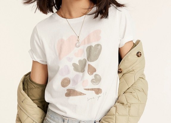 J. Crew T-shirt ras du cou abstrait cœur