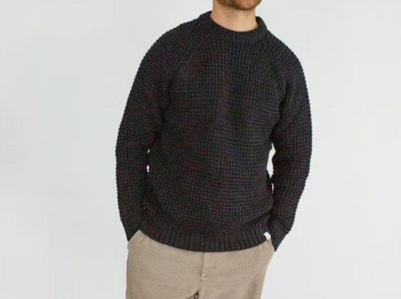 Fabriqué au Royaume-Uni 100 % laine mérinos Waffle Crew