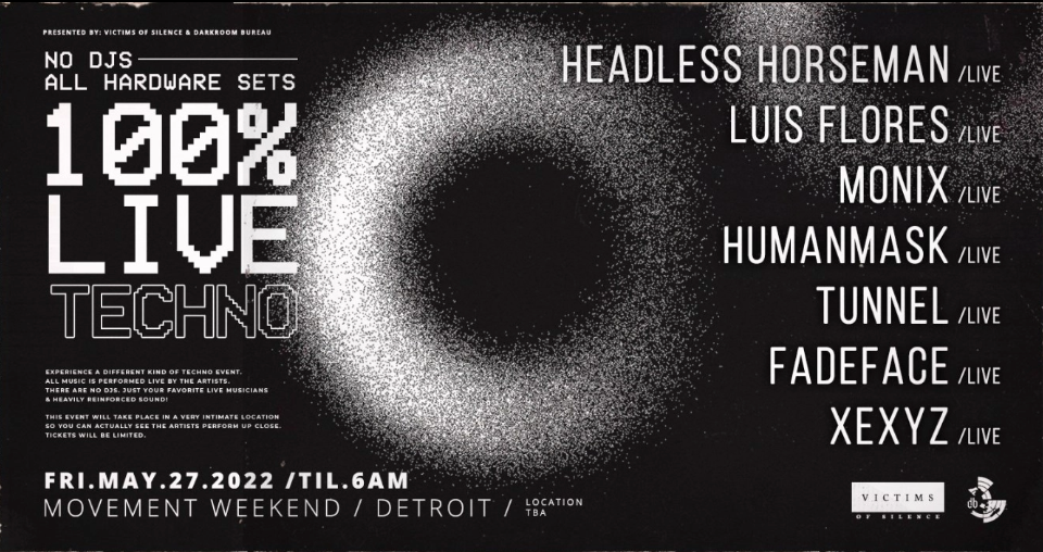 flyer pour des afters techno 100% live à Detroit 2022