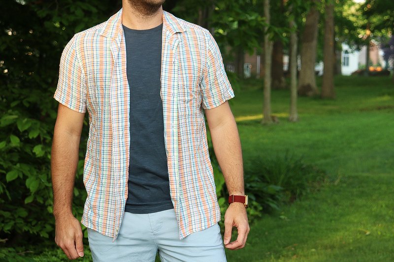 800 - Chemise décontractée Goodfellow en seersucker à col camp