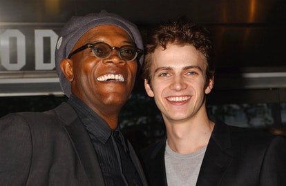 Hayden Christensen (à droite) et Samuel L Jackson arrivent pour la première caritative de Star Wars : Episode...