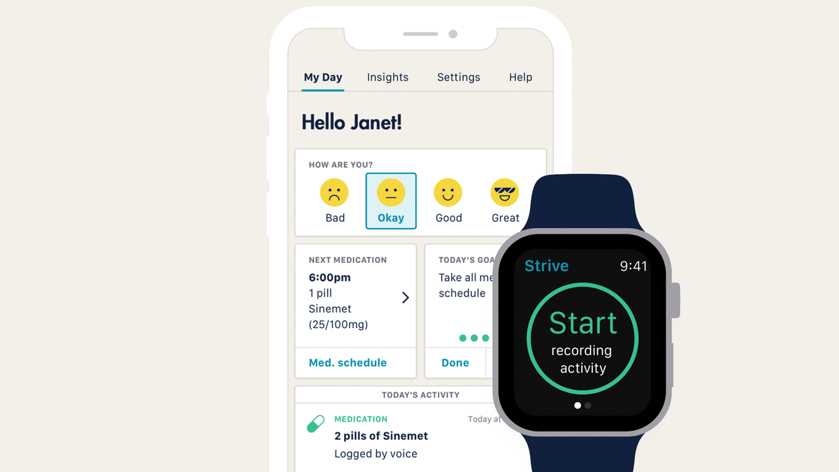 Le tracker StrivePD Parkinson fonctionne sur iPhone et Apple Watch.