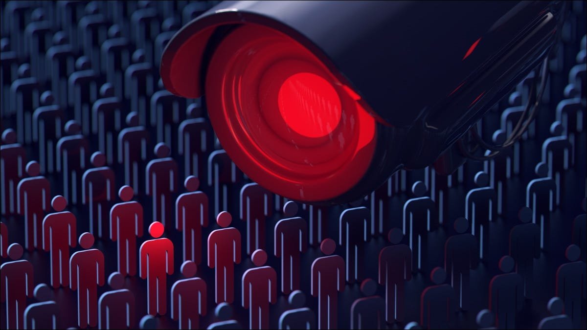 Une caméra de surveillance extrayant une personne de la foule.
