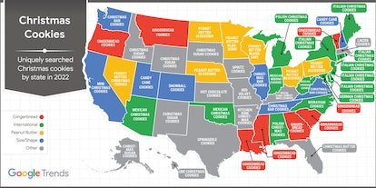 Carte Google Trends sur les biscuits de Noël populaires