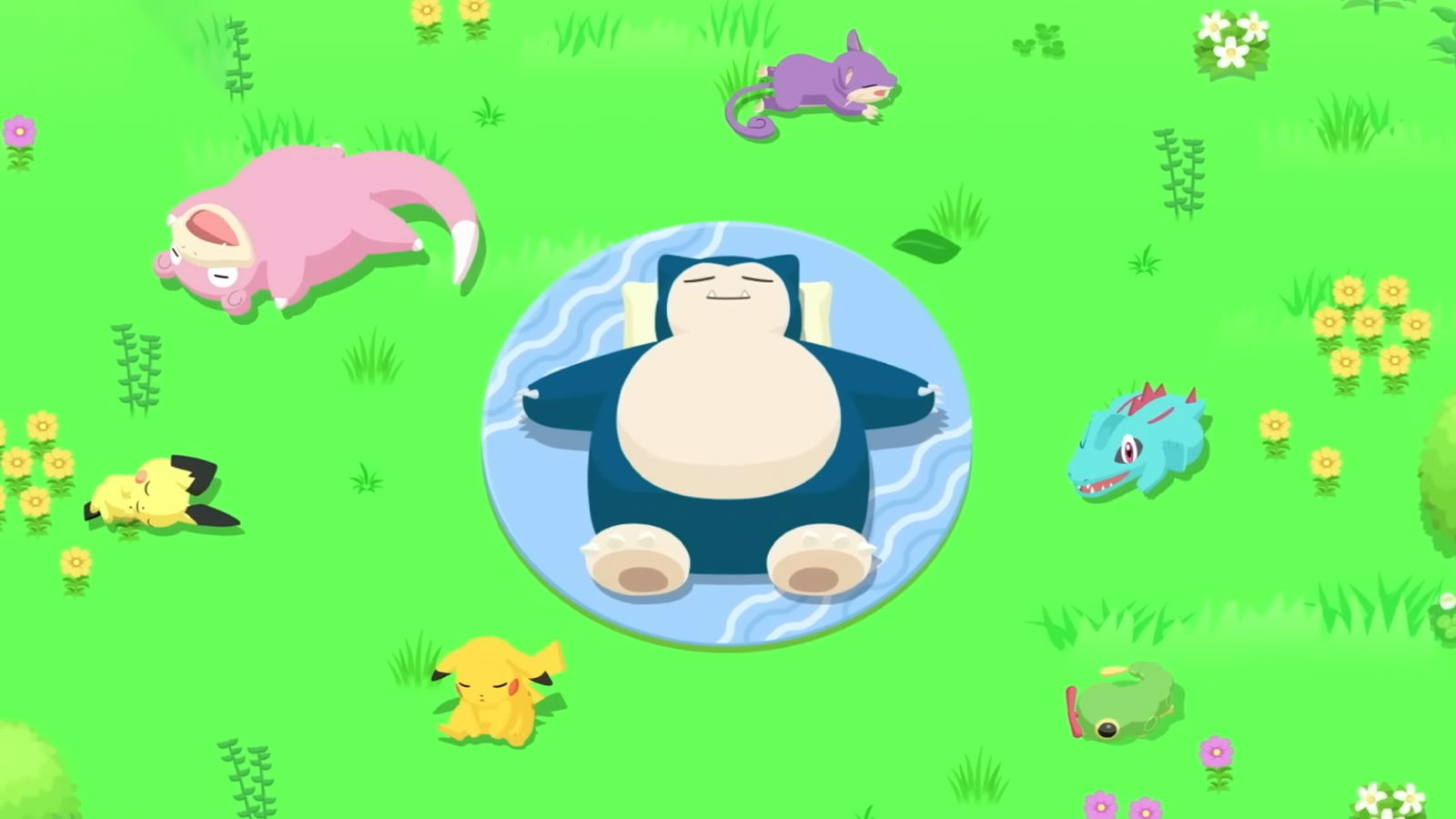 Une illustration de Pokemon endormi pour le jeu Pokemon Sleep.