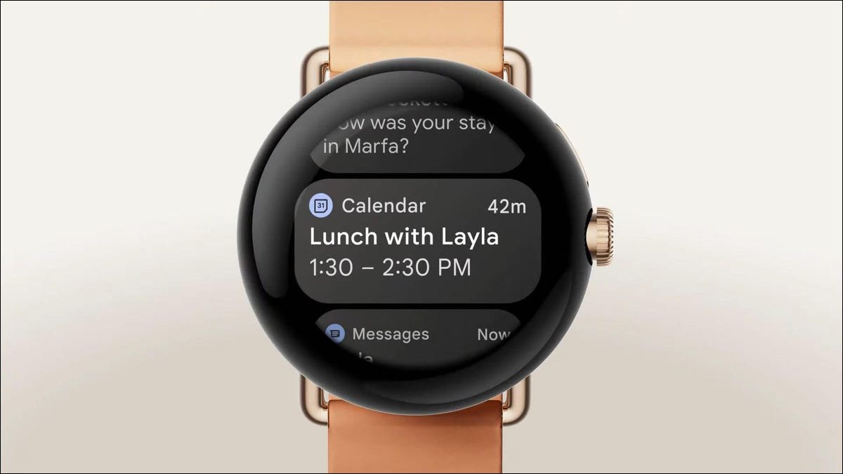 Google Pixel Watch avec calendrier
