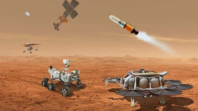 Une illustration de la mission Mars Sample Return.