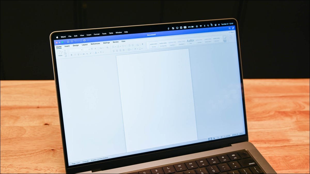 Word ouvert sur un Mac