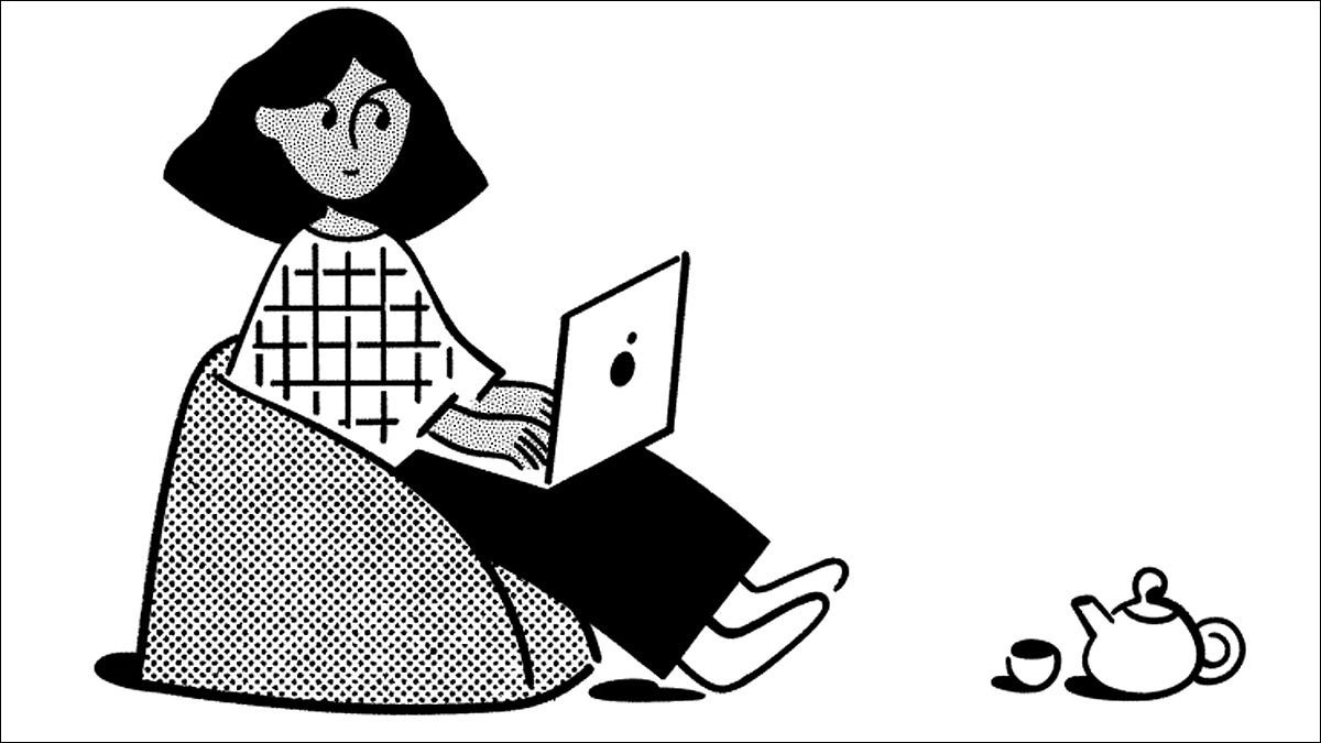 Illustration en noir et blanc d'une personne travaillant sur son ordinateur portable.
