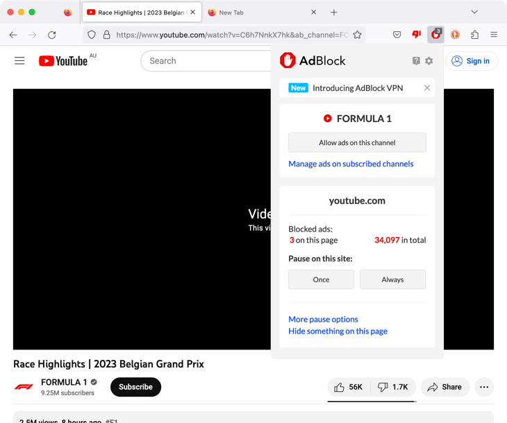 Désactiver Adblock sur YouTube dans le navigateur Firefox