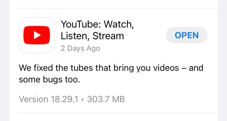 Mettre à jour YouTube pour iPhone dans l'App Store
