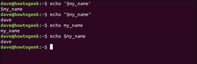 Corriger un exemple incorrect de référencement de variables dans une fenêtre de terminal