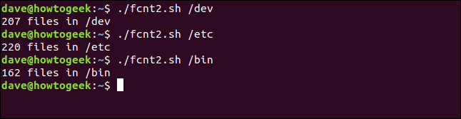 ./fnct2.sh /dev dans une fenêtre de terminal