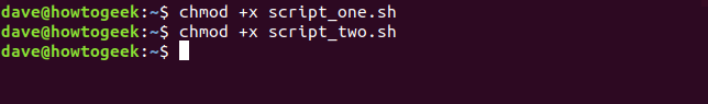 chmod +x script_one.sh dans une fenêtre de terminal