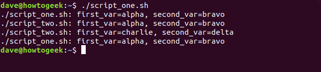 ./script_one.sh dans une fenêtre de terminal