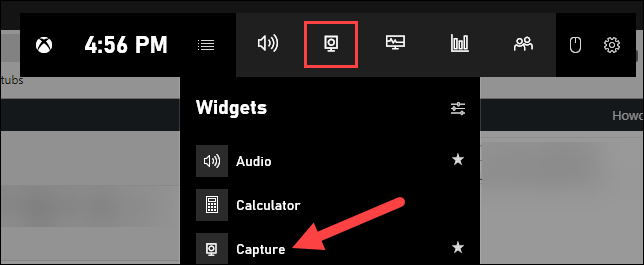 sélectionnez capturer dans le menu