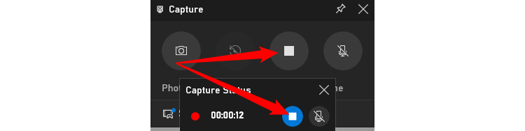 Cliquez sur le bouton d'arrêt de l'enregistrement dans l'une ou l'autre des fenêtres pour terminer l'enregistrement. 