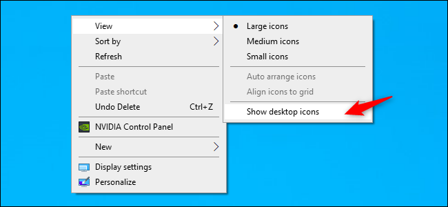 Afficher les icônes du bureau sous Windows 10