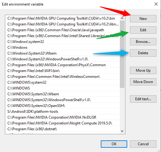 Modifier les chemins, pointant vers les options 