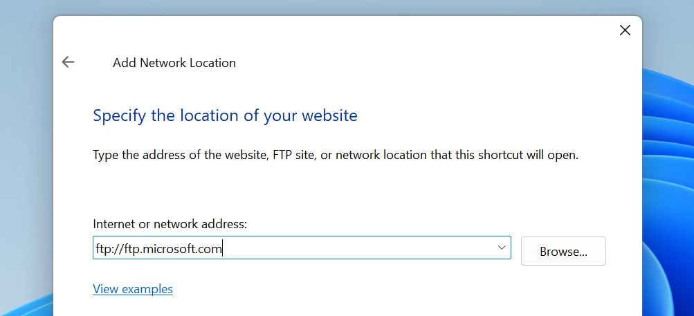 adresse de l'assistant de connexion réseau