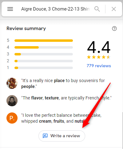 Bouton Écrire un avis