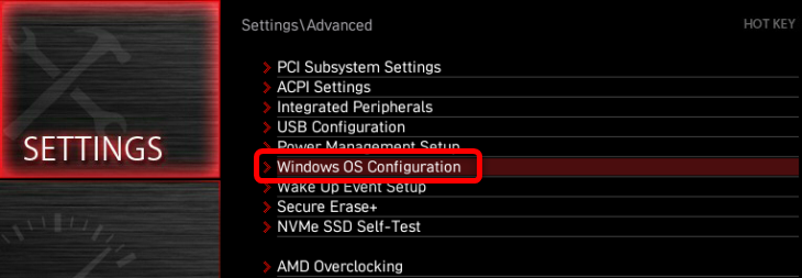 Dans l'onglet Avancé, cliquez sur l'onglet Configuration du système d'exploitation Windows.