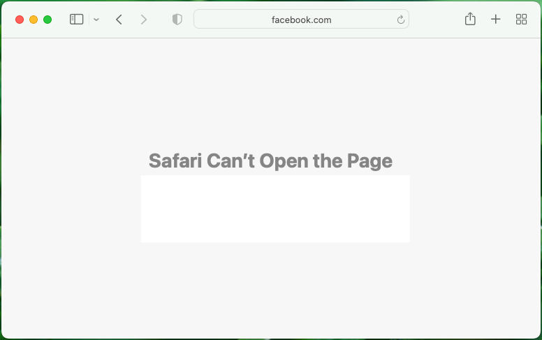 La connexion de Safari à Facebook a été bloquée.