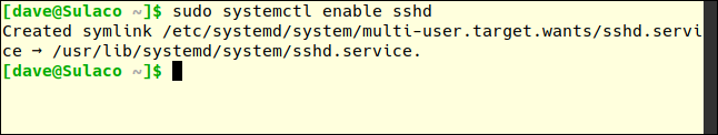 sudo systemctl active sshd dans une fenêtre de terminal