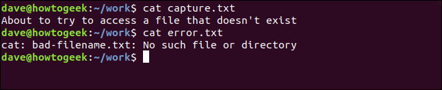 Nos deux fichiers texte, error.txt et capture.txt, contiennent les informations correctes. 