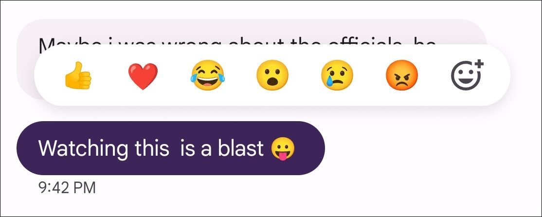 Réactions Emoji sur un message texte.