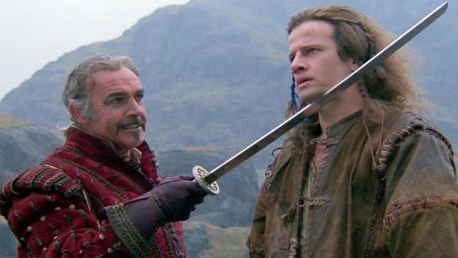 Juan Sánchez-Villalobos Ramírez (Sean Connery) et Connor MacLeod (Christopher Lambert) dans Highlander de 1986.