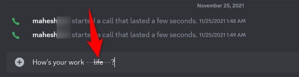 Le texte barré mis en évidence dans Discord.