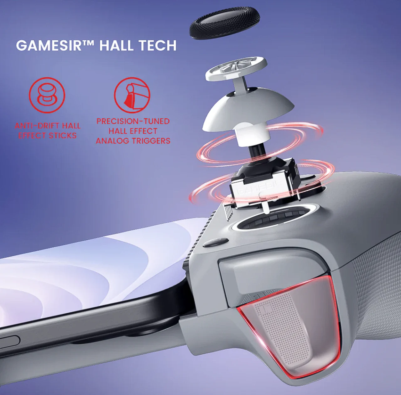 Commutateurs et joystick du contrôleur à effet Hall