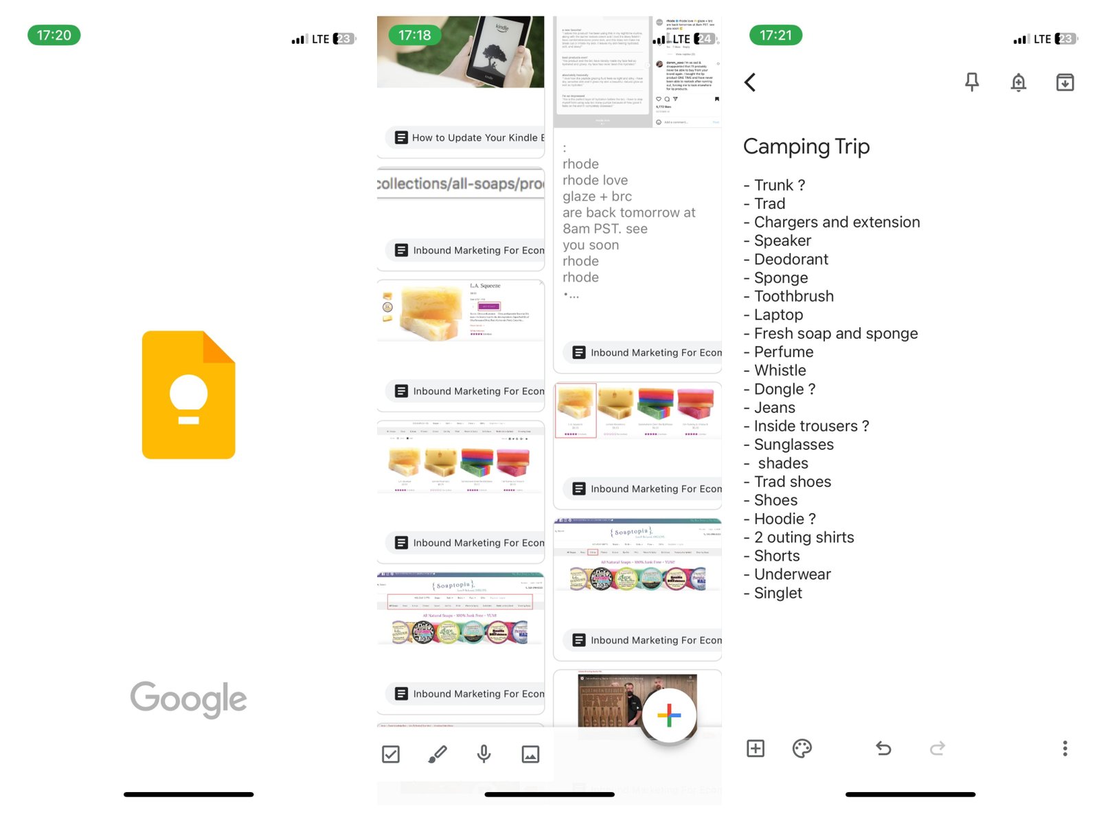 Application Google Keep pour iPhone